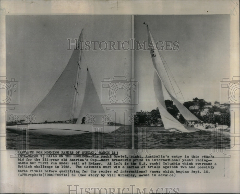 1962 America&#39;s Cup race: Gretal &amp; Columbia - Historic Images