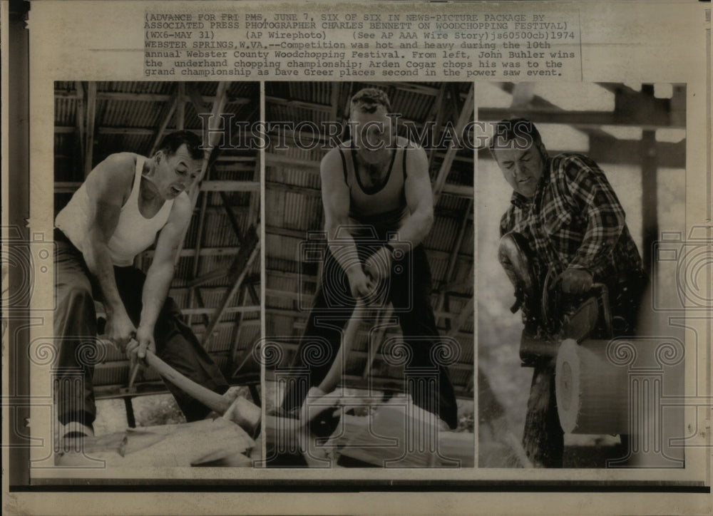 1974 Press Photo Webster County Woodchopping Festival - RRU93193 - Historic Images