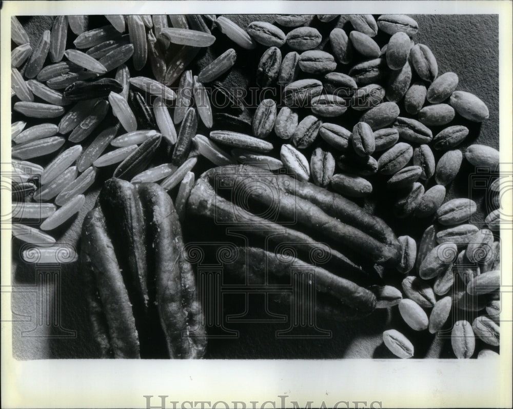 1987 Simple rice dish with barley and pecan - Historic Images