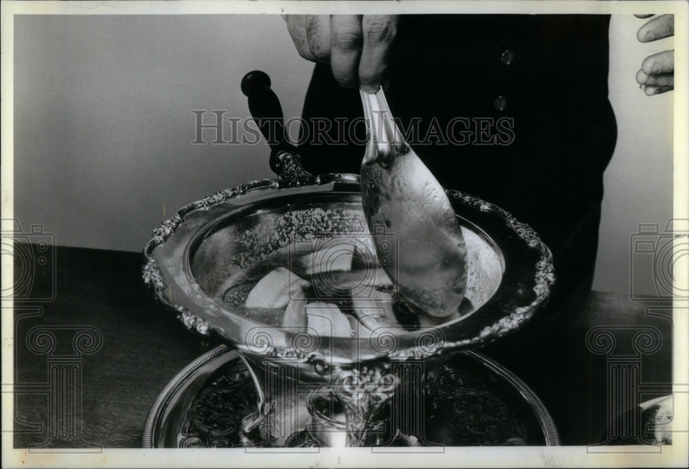 1982 Silver Chafing Dish Bananas Exotica - Historic Images