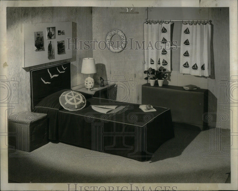 1955 Room carried out in a nautical theme  - Historic Images