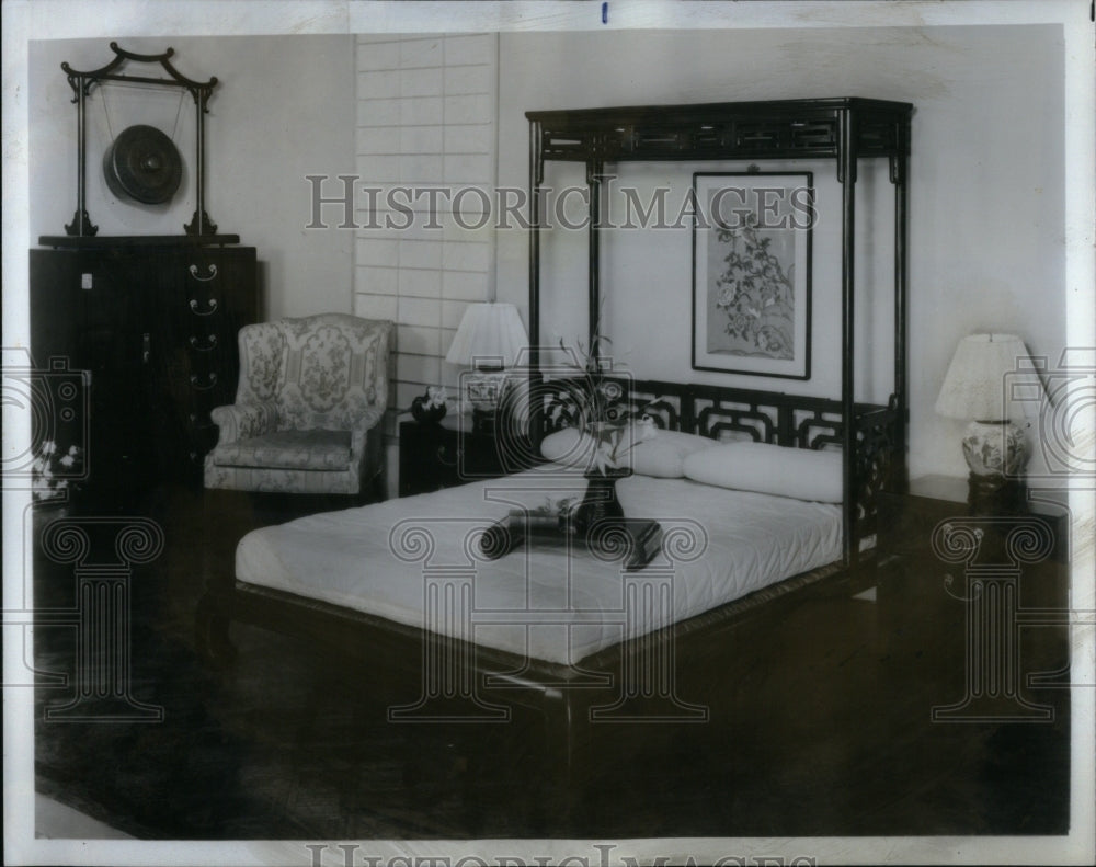 1983  Oriental Influence Furniture Bed - Historic Images