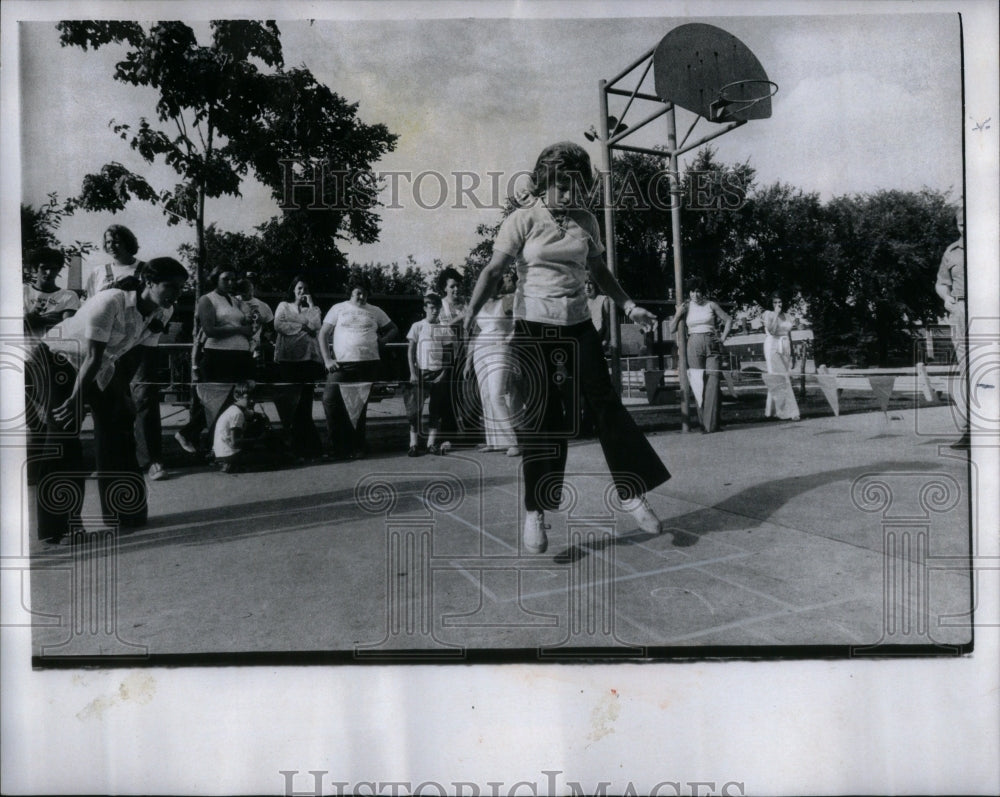 1975 Girls hopscotch Tournament Chicgao - Historic Images