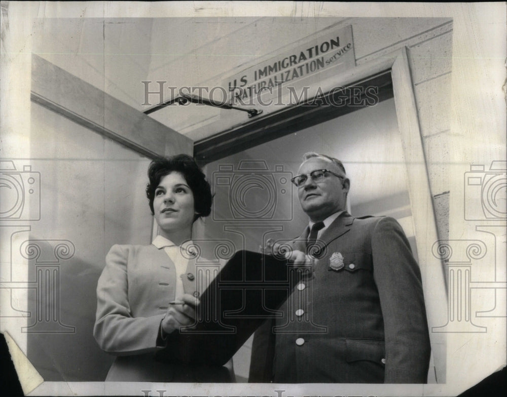 1960 Customs Officials Check Midway Airport - Historic Images