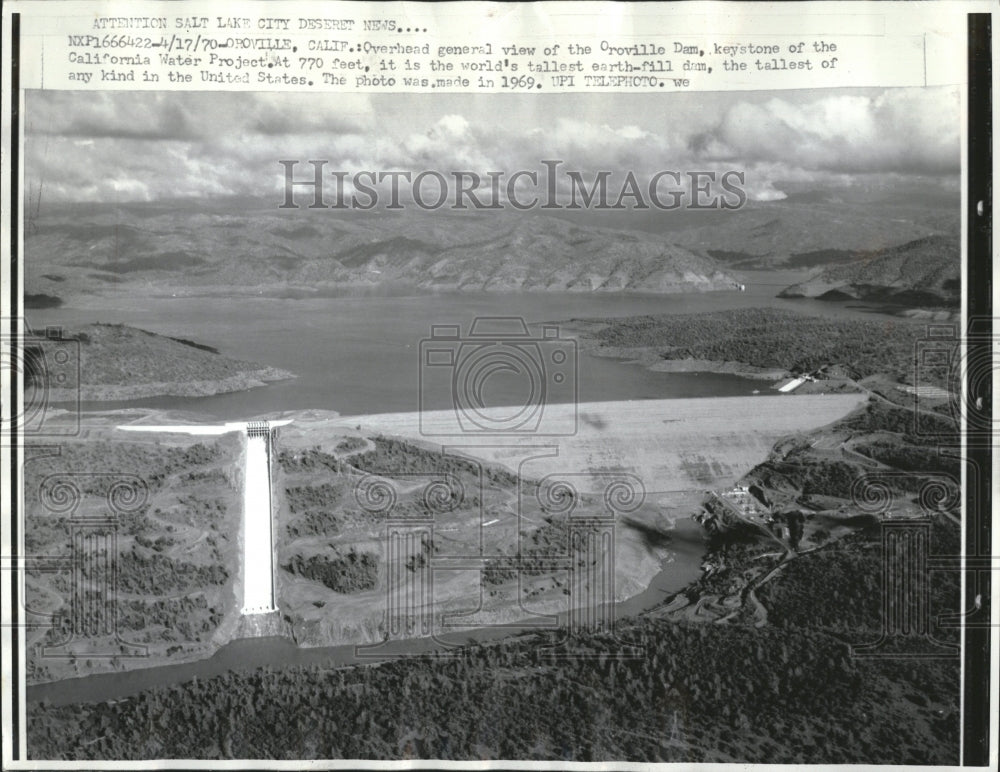 1970 California Water Oriville Dam Keystone-Historic Images