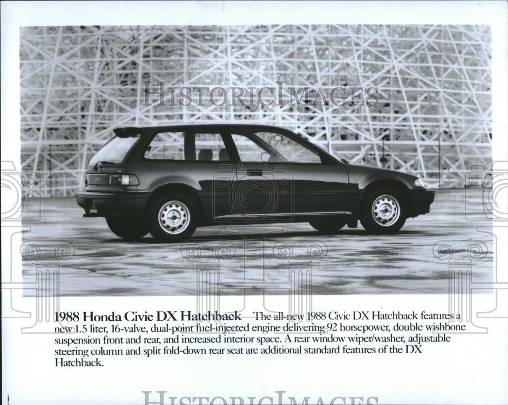 1987 Press Photo Civic Honda Features Valve Fuel Engine - Historic Images