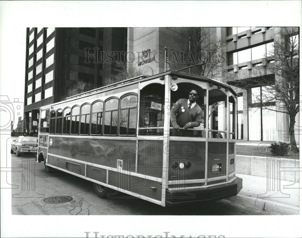 1988 Trolley Car Truck Down Town Detroit - Historic Images