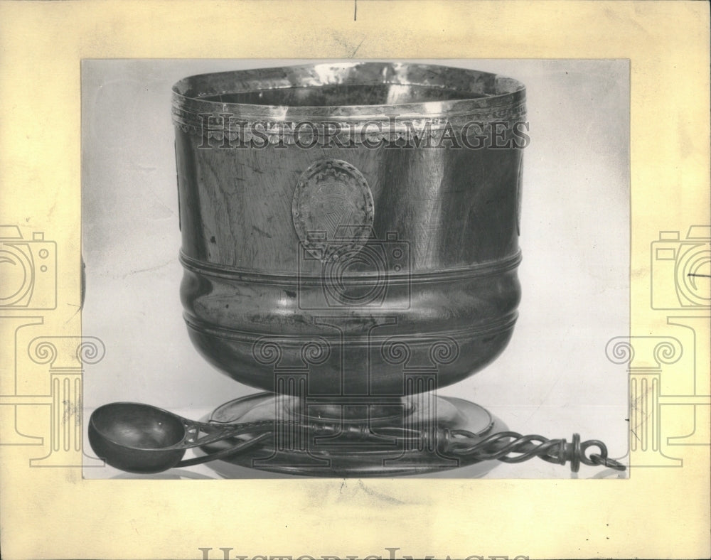 1963 Silver Wooden Bowl Lamb Wool-Historic Images