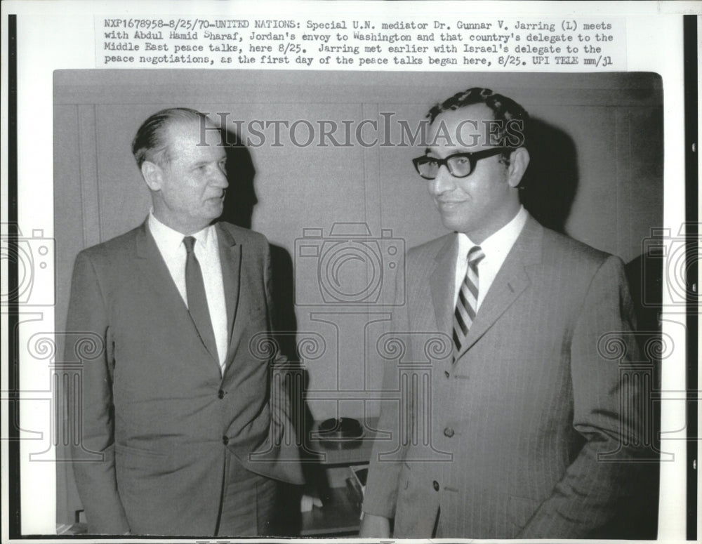 1970 Press Photo UN Mediator Meets With Jordan Diplomat - RRV03289 - Historic Images