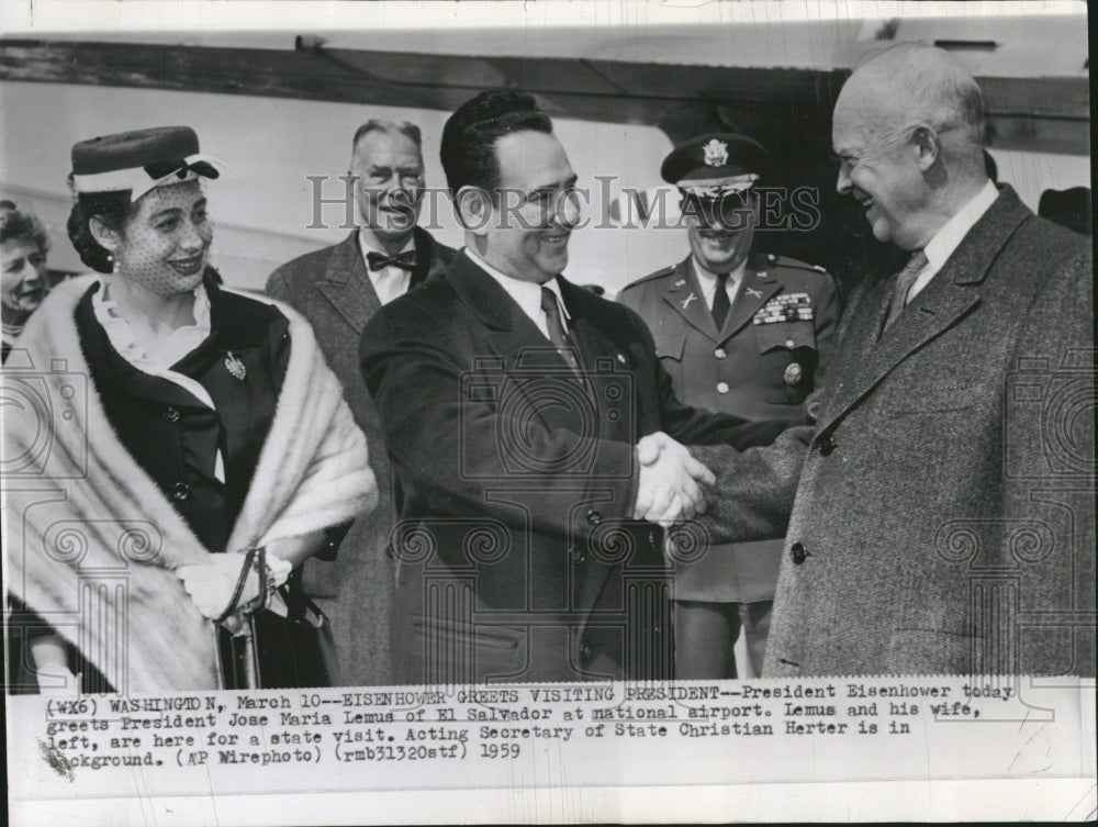 1959 Press Photo President Eisenhower Jose Maria Lemus - RRV04271 - Historic Images