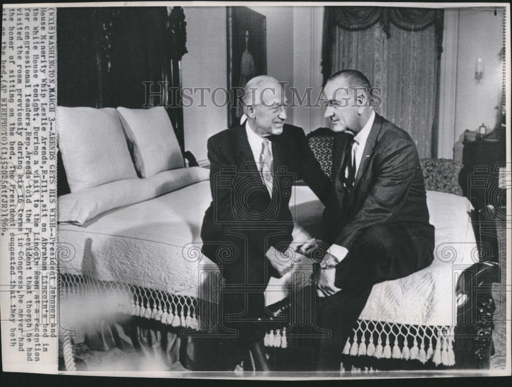 1966 Press Photo Pres Lyndon B. Johnson &amp; Leslie Arends - Historic Images