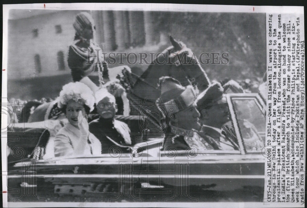 1961 Queen Elizabeth II in New Delhi India-Historic Images