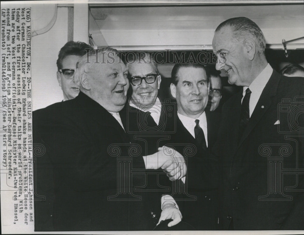 1965 President Johnson West German Erhard - Historic Images