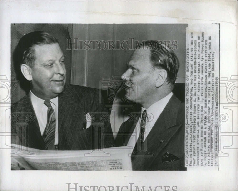 1949 Press Photo Fulton Lewis Radio commentator Henry - Historic Images