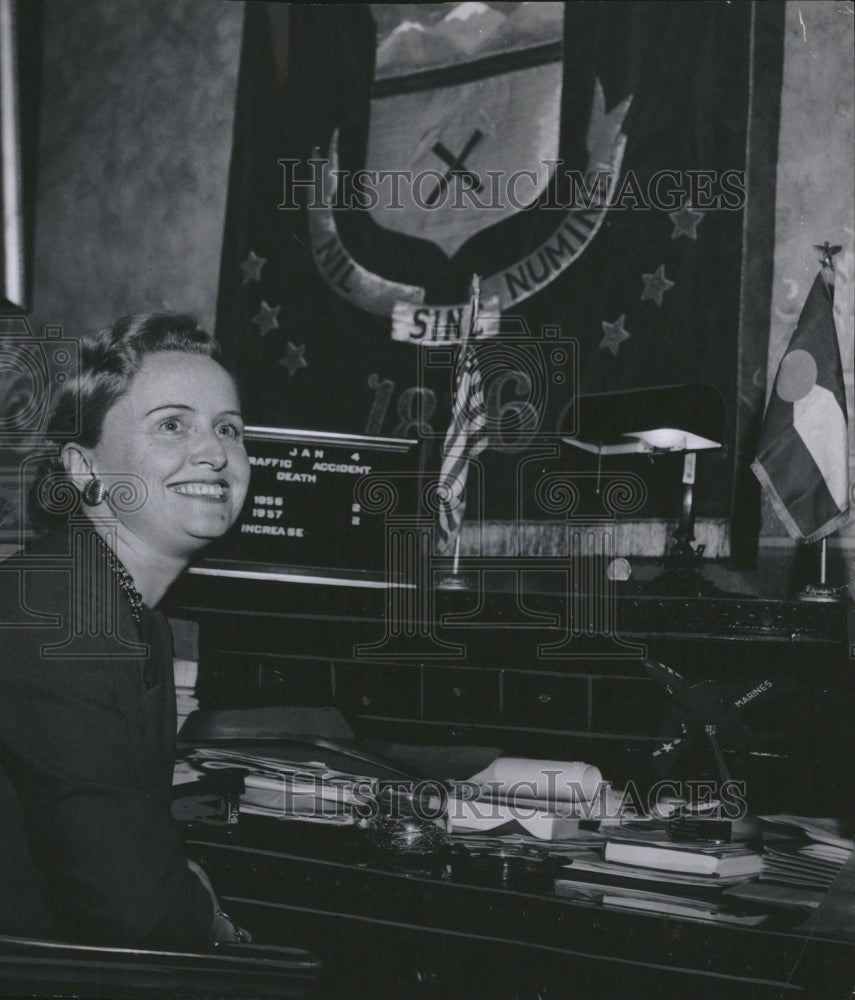 1957 Press Photo Mrs Steve McNichols Colorados Governor - Historic Images