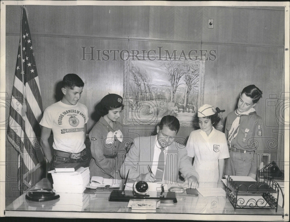 1953  Governor Edwin Mechem Sign Mexico - Historic Images