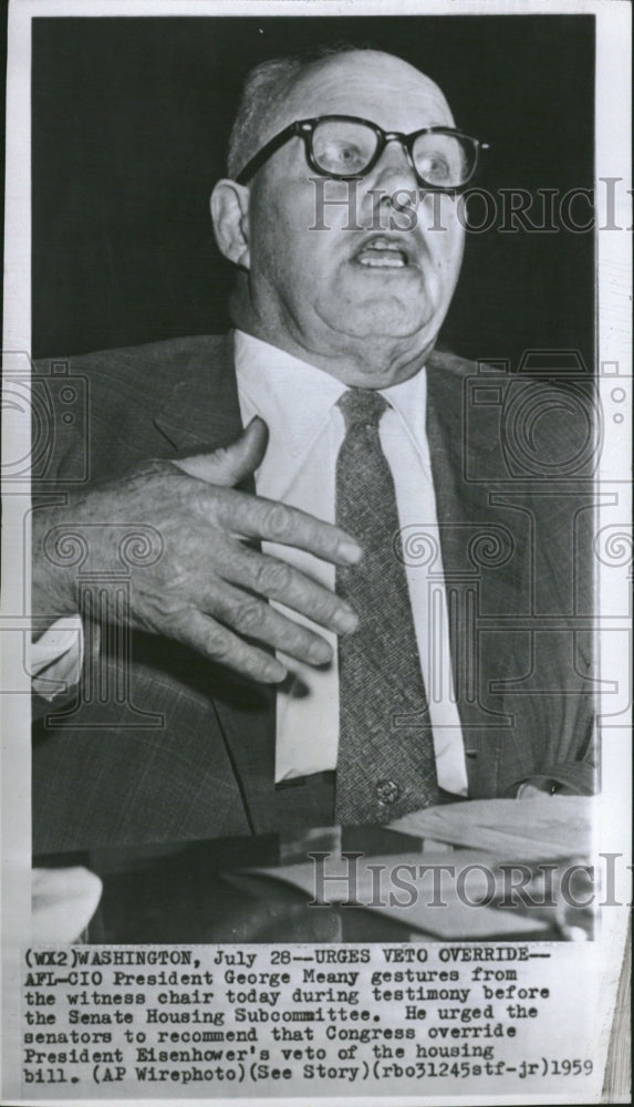 1959 Press Photo AFL CIO President George Meany Chair - Historic Images