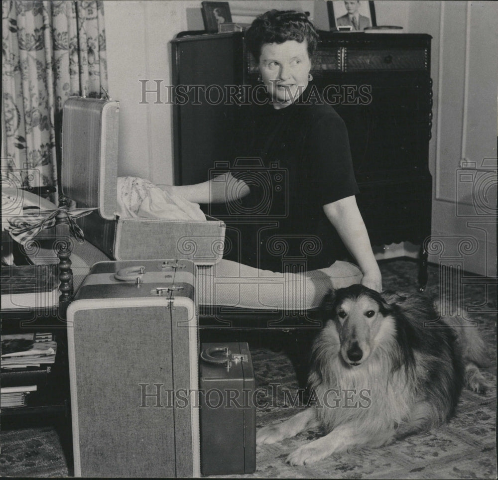 Press Photo Mrs Rogu Mood Suitcase Dog Leave Dalmatian - RRV07623 - Historic Images