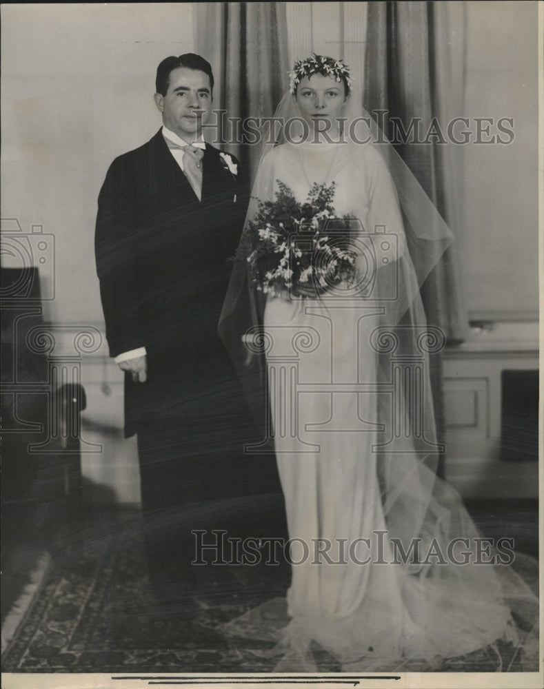 1936 Press Photo Smart Fall Wedding Martin Chapel Alan - Historic Images