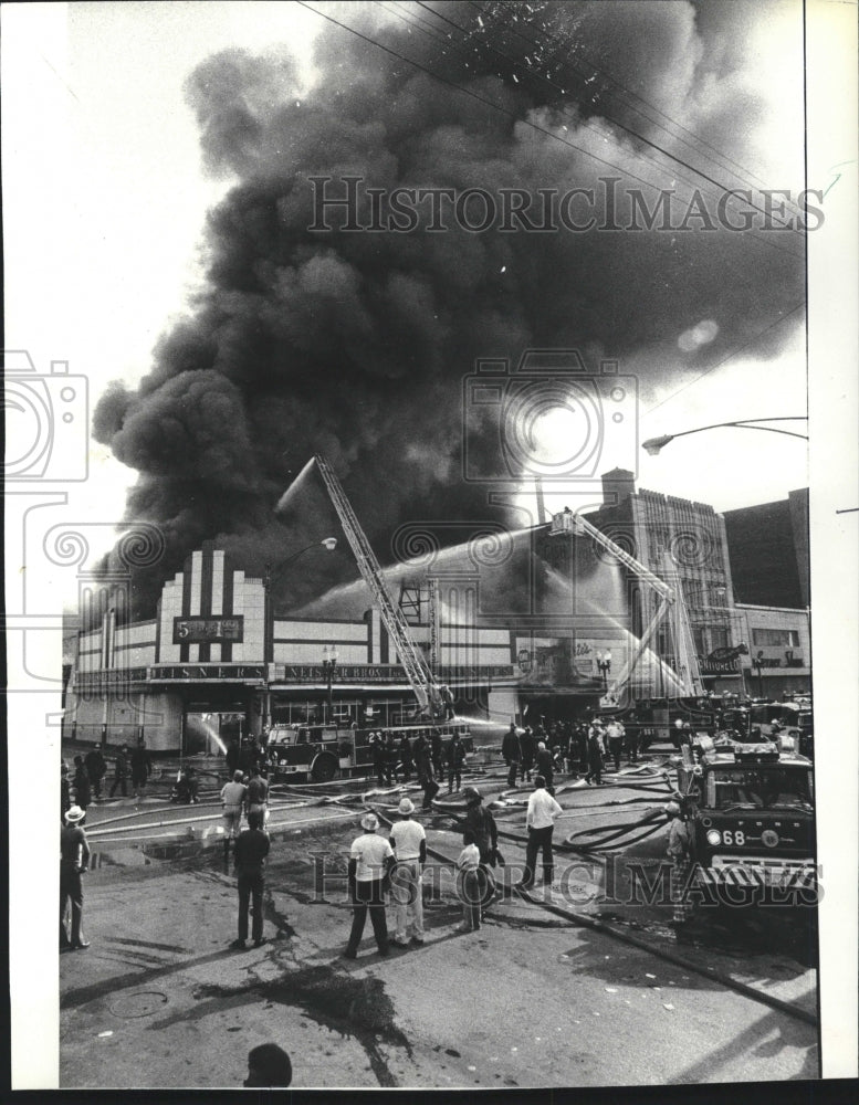 1977, Fire fighters battle 4-11 fire - RRV11331 - Historic Images