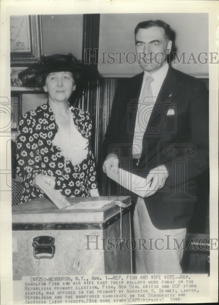 1944 Press Photo Rep. Hamilton Fish and Wife Election - Historic Images