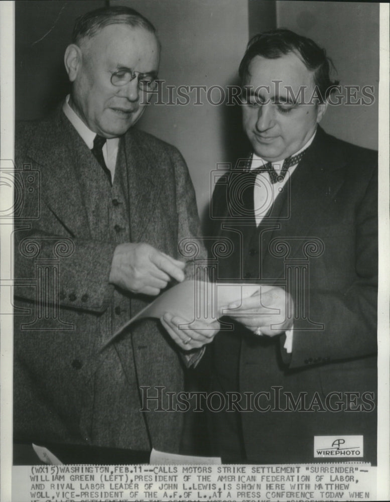 1939 Press Photo William Green Labor Federation Leader - Historic Images