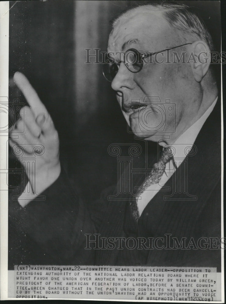 1938 Press Photo William Green AFL Senate Committee - RRV12221 - Historic Images