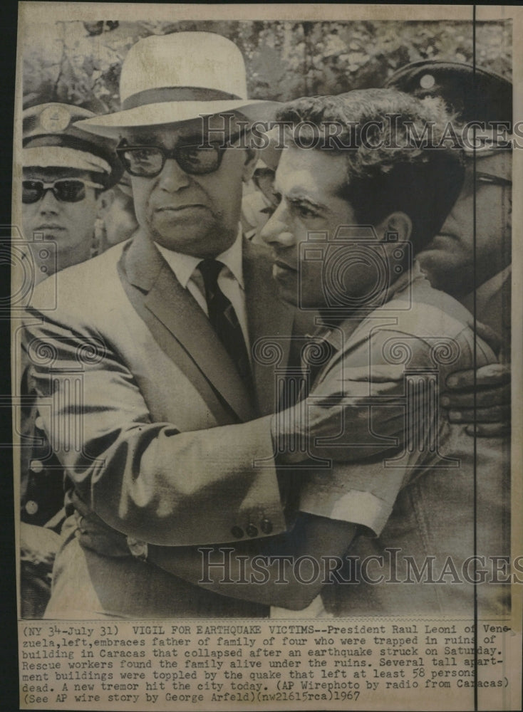 1967 Press Photo Vigil Earthquake Victims Raul Leoni - RRV13151 - Historic Images