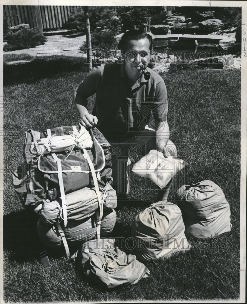 1965, Dr Leonard Packing Backpack Trip - RRV13541 - Historic Images