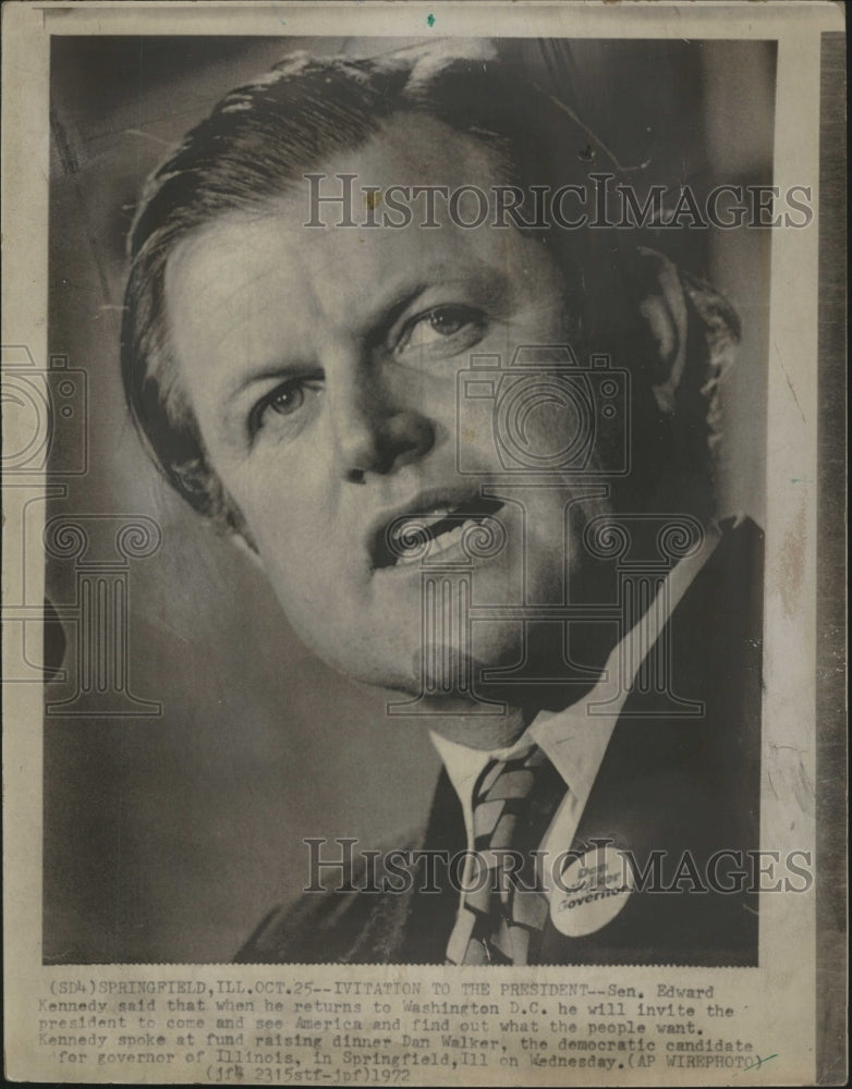 1972 Sen Edward Kennedy Ivitation Prident - Historic Images