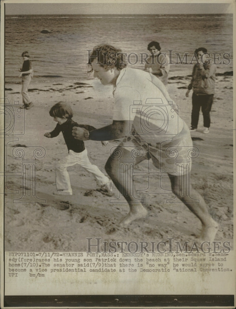 1972 Kennedy Running Son Patrick Beach Home - Historic Images