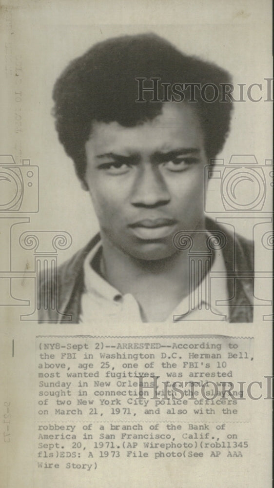 1971 Press Photo  Herman Bell fugitive FBI arrested - Historic Images