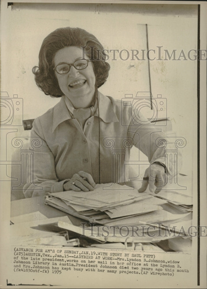 1975 Mrs Johnson Lyndon President Library - Historic Images