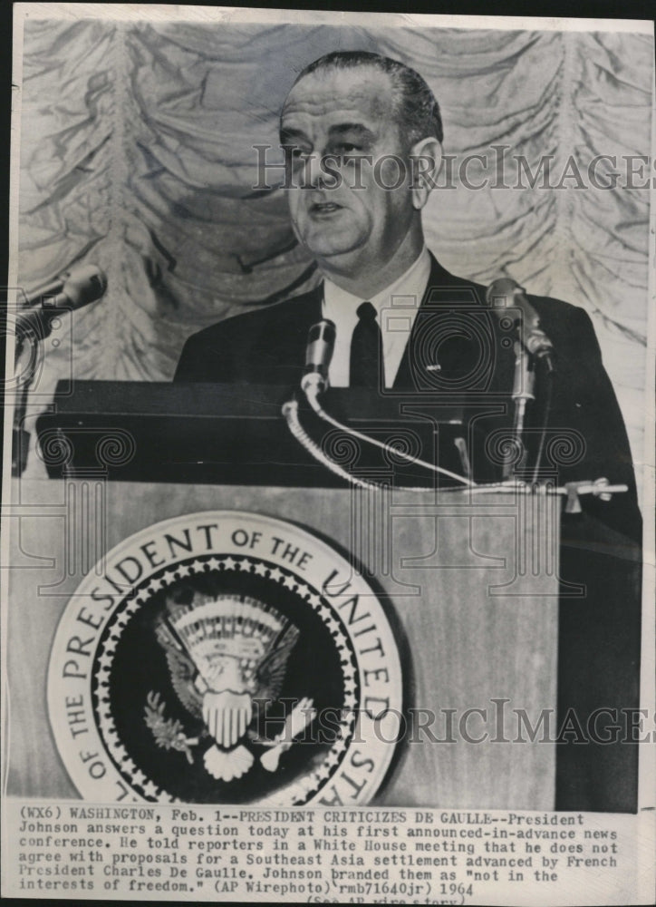 1967 Press Photo President Criticizes De Gaulle Johnson - RRV15825 - Historic Images