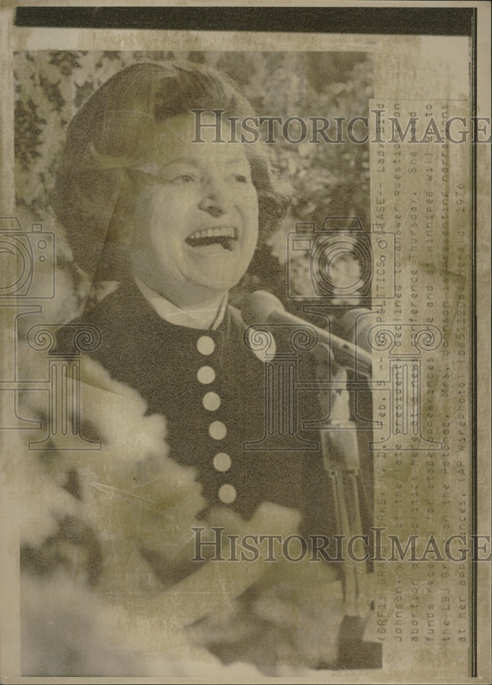 1976 Mrs Lady Bird Johnson Lyndon declined - Historic Images