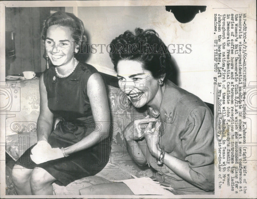 1960 Press Photo Washington Lyndon Johnson Wife Club - Historic Images