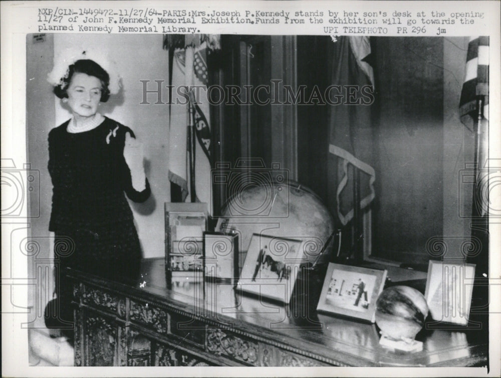 1964 Mrs Joseph Kennedy desk John memorial - Historic Images