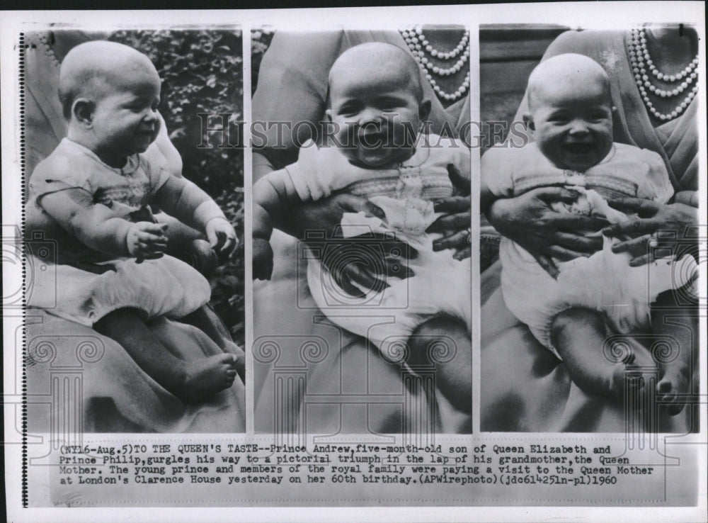 1960 Press Photo Prince Andrew Queen Elizabet Philip - Historic Images