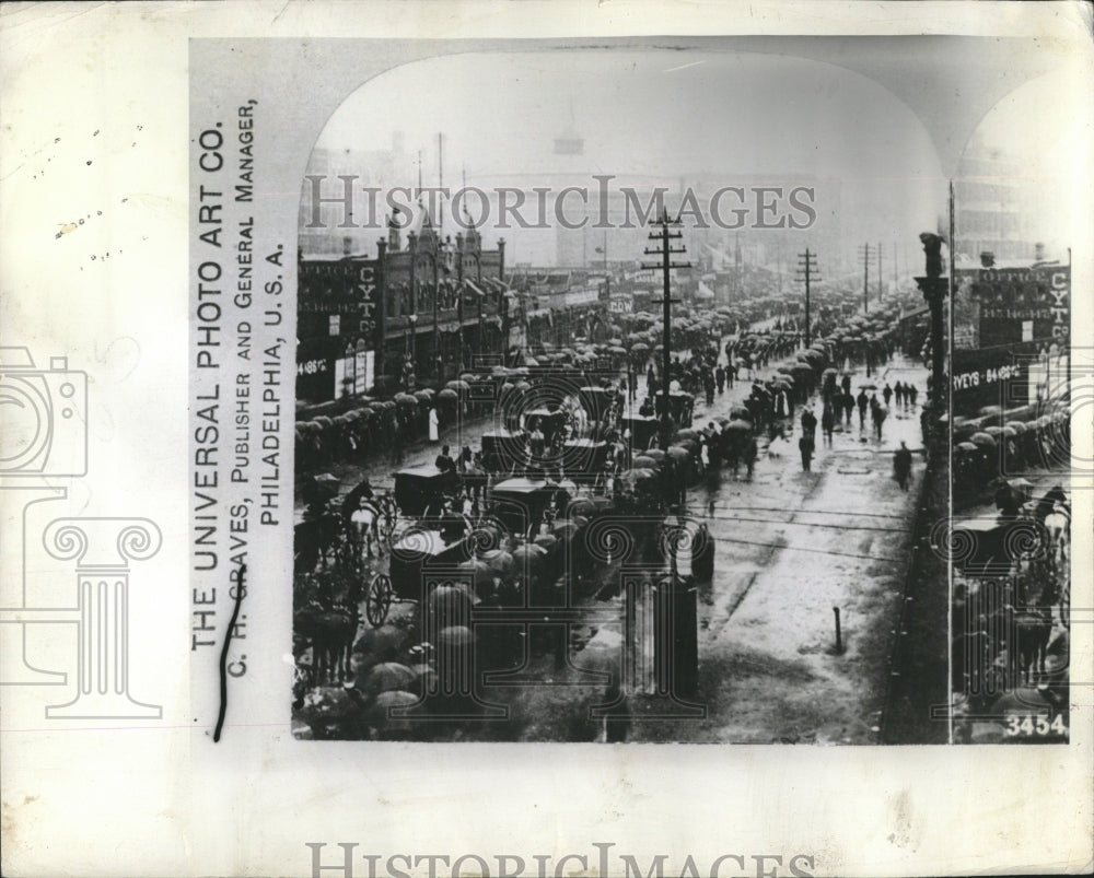 1940 Press Photo Michigan Ave on a rainy day - Historic Images