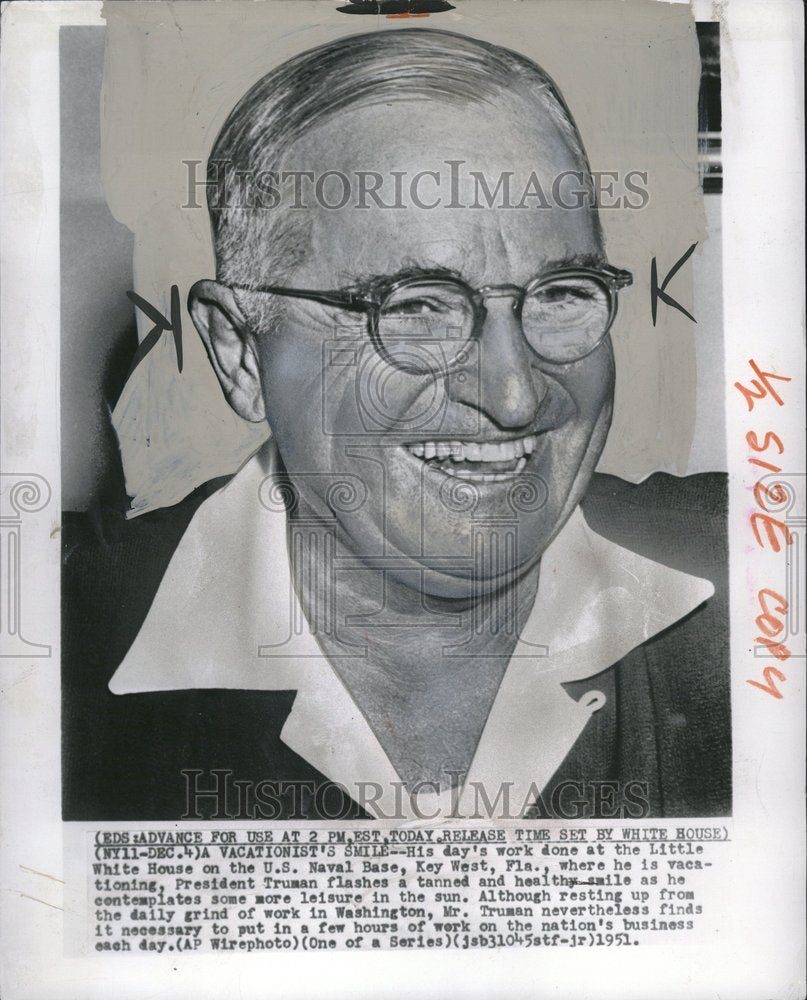 1957 Press Photo President Harry S Truman White House - Historic Images