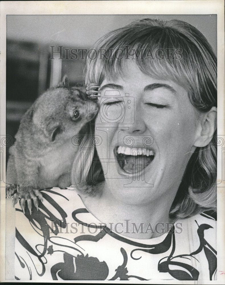 1967 Woman &amp; Pet Honey Bear Littleton CO - Historic Images