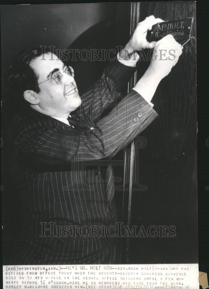 1941 Press Photo Sen Rush Holt Retired Office Congress - RRV22239 - Historic Images