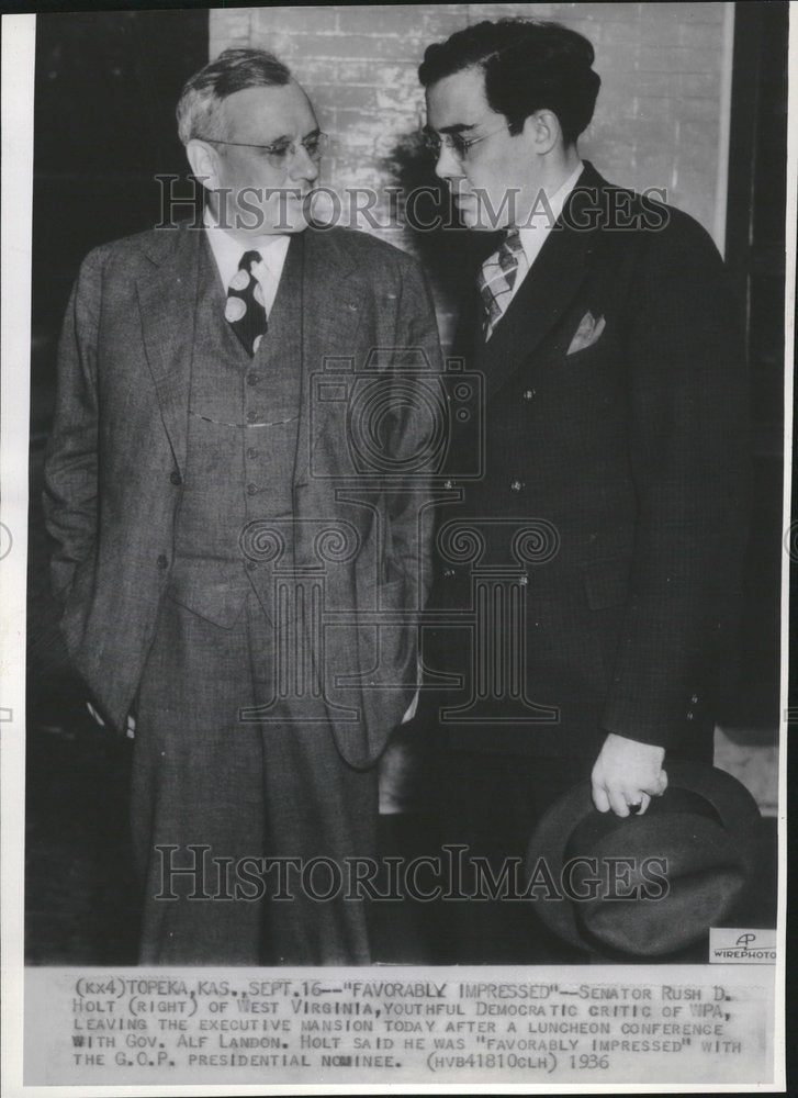 1936 Press Photo Topeka Kansas West Virgina Sen Rush - RRV22251 - Historic Images