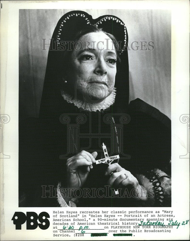 1973 Press Photo Helen Hayes Mary of Scotland - Historic Images