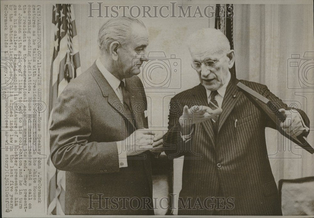 1968, John McCormack President Johnson talk - RRV23239 - Historic Images