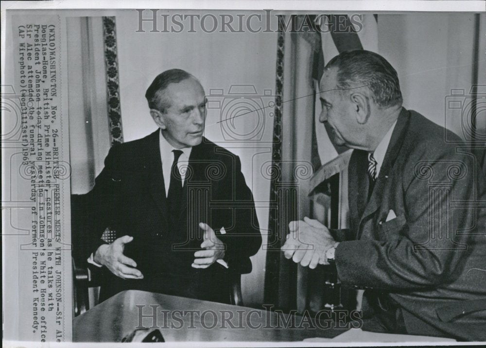 1963 Press Photo Alec Douglas British Johnson Kennedy - Historic Images