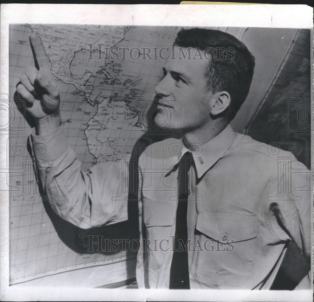 1956, Jon Lindbergh Navy Frogman Seeing Map - RRV24049 - Historic Images