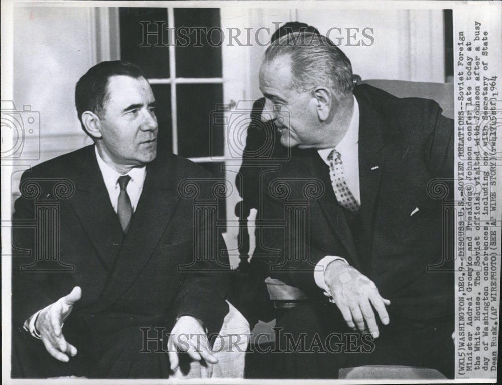 1964 Press Photo Soviet Foreign Minister Andrei Gromyko - Historic Images