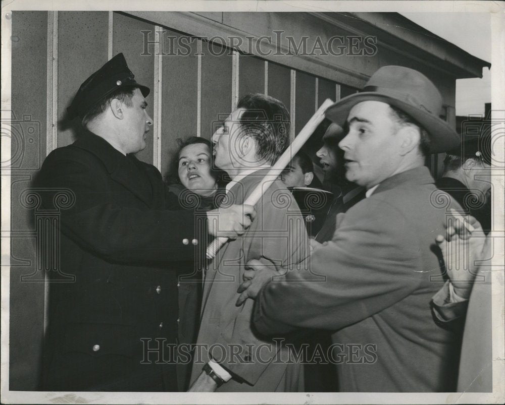 1953, Anti Communist demonstrators policeman - RRV24385 - Historic Images