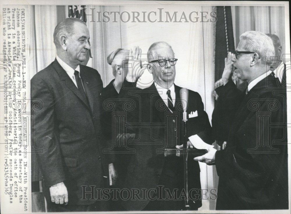 1965 President Johnson Henry Fowler Sworn - Historic Images